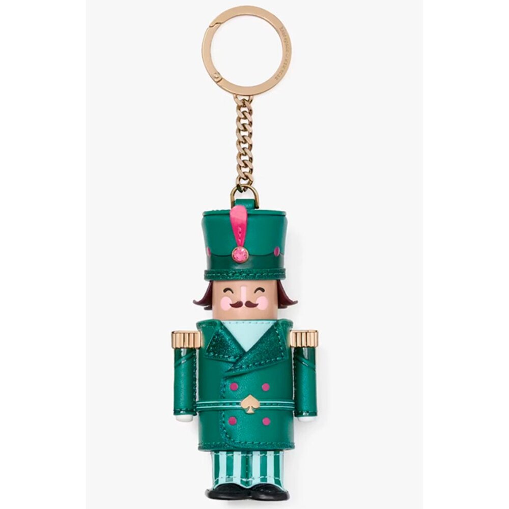 S Kate Spade Oh What Fun 3D Nutcracker Key Chain Green Leather KJ070 NWT $149